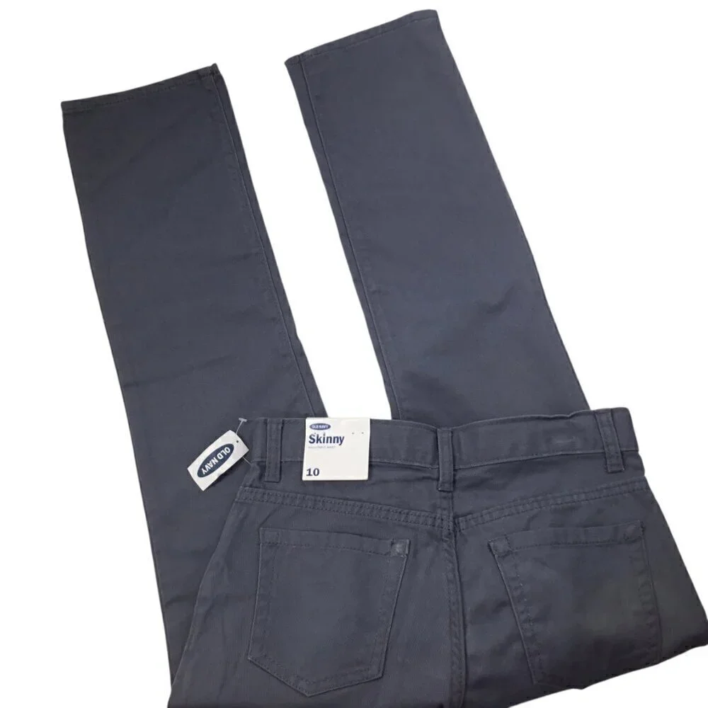 Old Navy Boys Gray Jeans Pants NWT 10 Skinny 100% Cotton Adjustable Waist